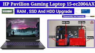 How To Upgrade RAM And SSD HP Pavilion Gaming Laptop 15-ec2004AX  / Disassembly And Assembly