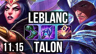 LEBLANC vs TALON (MID) | 22/1/4, 9 solo kills, Legendary, 67% winrate | EUW Diamond | v11.15