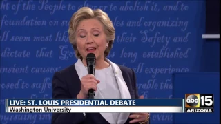 Second Presidential Debate - Hillary Clinton fly on forehead face - Clinton vs. Donald Trump