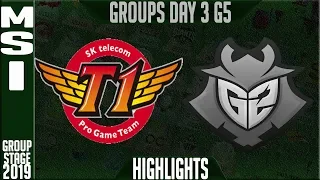 SKT vs G2 Highlights | MSI 2019 Group Stage Day 3 | SK Telecom T1 vs G2 Esports