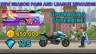 NEW SEASON PASS AND LEAGUE REWARDS! UPGRADING SUPERBIKE! (Hill Climb Racing 2)