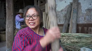 Primitive Rice Making  in the FORGOTTEN village, traditional lifestyle in stone house