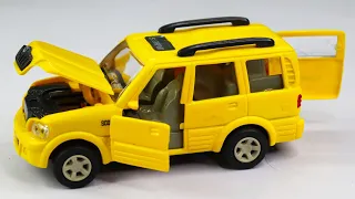 Pull Back Mahindra Scorpio |Opening Doors| Miniature Scaled Models || Dinky Cars || Yellow Colour