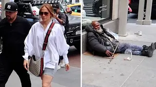 Jennifer Lopez Ignores Hungry Homeless Man As She Shops At Luxury Stores In NYC