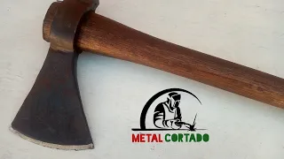 Cómo ajustar el mango de un hacha//hatchet restoration//metal cortado