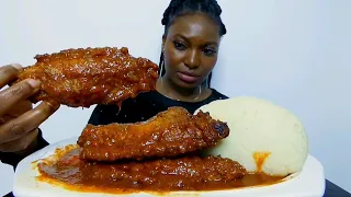 Asmr mukbang turkey stew with poundo yam fufu