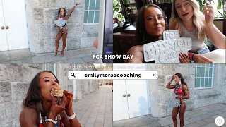 It's Show Day | My first bikini competition, PCA show, post show treats | emilymorsecoaching