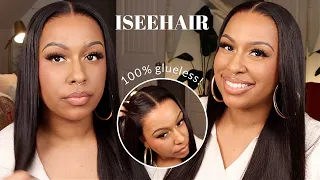 NOW THIS IS BEGINNER FRIENDLY! | 100% GLUELESS!  M-Cap Straight 9x6 HD Lace Wig |ft.  ISEEHAIR