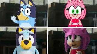 Sonic The Hedgehog Movie AMY SONIC BOOM vs BLUEY Uh Meow All Designs Compilation Compilation