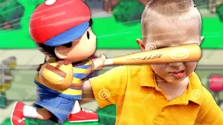 fighting children with a baseball bat (earthbound 2)