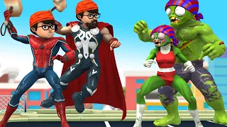 Avengers Team Super Hero Nick vs Bad Team Zombie rescue City - Scary Teacher 3D Happy ending