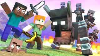 Villager Vs Pillager Life [Village Raid] Minecraft Animation - Alex and Steve Life