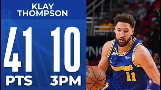 Klay goes off for 41 PTS (10 3PM) 🔥 vs Houston Rockets November 20, 2022