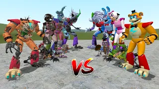 NEW FNAF RUIN DLC ANIMATRONICS VS ALL FNAF SECURITY BREACH ANIMATRONICS In Garry's Mod!