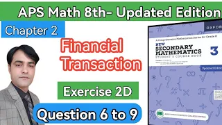 Exercise 2D, Q #6 To 9 II APS Maths 8thII New Secondary Mathematics Book 3 ,Updated Edition #taleem