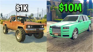 $1k VS $10,000,000 Budget for Cars in GTA Online