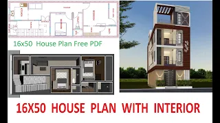 16×50 House design with beautiful interior @3dhn
