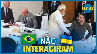Lula fica sentado enquanto líderes cumprimentam Zelensky