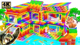 Build Minecraft House Have Water Slide Swimming Pools For Pets From Magnetic Balls Satisfying