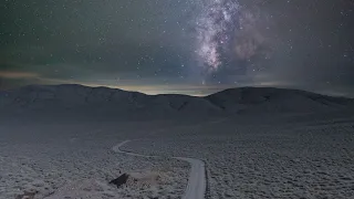 Drone Milkyway Day to Night Timelapse over Eureka Gold Mine - Death Valley, CA