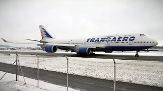 Transaero Boeing 747-446 EI-XLC --- Abflug am Salzburg Airport (Full HD)