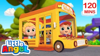 Wheels on the Yellow Bus + BEST of Nursery Rhymes | Little Angel Kids Songs