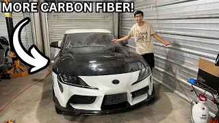 ADDING MORE CARBON FIBER TO OUR ABANDONED TOYOTA SUPRA REBUILD! | PT7