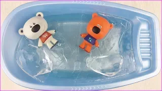 ICY bears Kesha and Cloud in the ICE HOLE! Cartoons with toys for children