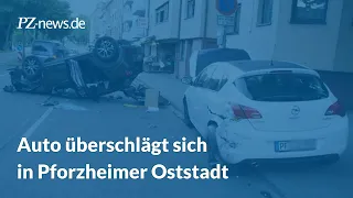 Alkoholisierte 27-Jährige fährt in Pforzheim auf geparktes Auto auf und überschlägt sich