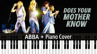 Does Your Mother Know (1979) ABBA - TUTORIAL piano cover + sheet music