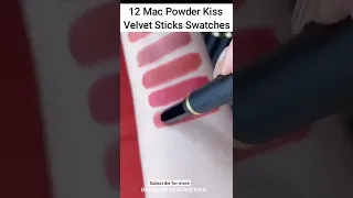 12 MAC Powder Kiss Velvet Blur Slim Sticks Swatches #shorts