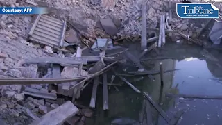 Destroyed buildings in Ukraine's Chernihiv after overnight shelling