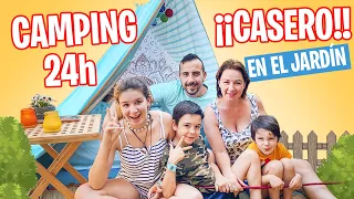 24 HORAS ¡¡ACAMPANDO en el JARDÍN!!⛺ CONSTRUIMOS un CAMPING en FAMILIA