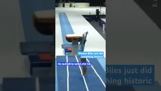 Simone Biles becomes first woman to complete Yurchenko Double Pike in competition.