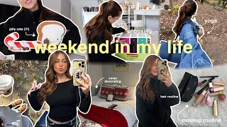 weekend in my life🧘🏻‍♀️🕊️🎀 (decorating for xmas, yoga, unboxings, hair & makeup routines + more)