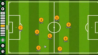 9v9 Football - 3-3-2 formation - kickoff and goalkick