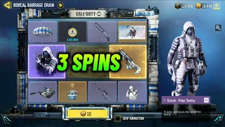 Boreal Barrage Draw Trying 3 Spins For Legendary BK-57 & Grinch Polar Sentry Codm | Cod Mobile