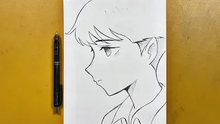 Easy anime sketch  How to draw sad anime boy step-by-step