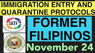 PHILIPPINES TRAVEL UPDATE | IMMIGRATION AND QUARANTINE PROTOCOLS FOR ALL FORMER FILIPINOS