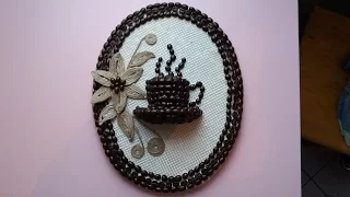 Tutorial tablou cu sfoara si cafea pentru bucatarie---Tutorial picture with string and coff