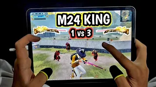 M24 KING IS BACK 🔥 1 vs 3 | IPAD PRO 4-FINGERS CLAW + FULL GYRO HANDCAM GAMEPLAY | PUBG MOBILE