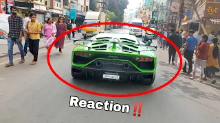 Driving Lamborghini Aventador SVJ in BUSY INDIAN Street | REACTION and LOUD Exhaust