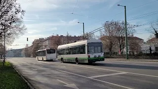 Szeged: Mars tér. Buses nr. RIR-348 (route 74 Y), RIR-349; trolleybus nr. T-800 (route 5)