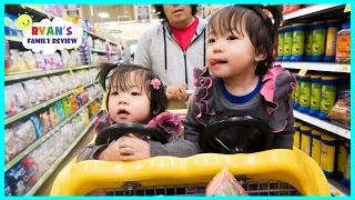 Emma and Kate Pick our Grocery Shopping!!! Healthy or not with Ryan Kid Size Shopping Cart!!!