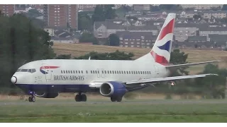 Final British Airways Boeing 737-400 Landing & Takeoff In Scotland at Glasgow Airport