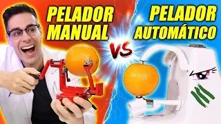 Probando PELADOR DE FRUTAS AUTOMÁTICO VS MANUAL | Utensilios de cocina increíbles