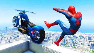 GTA 5 Spiderman Motorcycle Ragdoll Jumps Episode 1