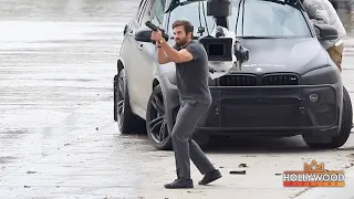 Jake Gyllenhaal films intense action-packed scene for "Ambulance" in Los Angeles