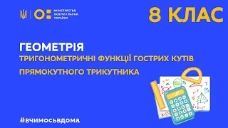 8 клас. Геометрія. Тригонометричні функції гострих кутів прямокутного трикутника (Тиж.3:ВТ)