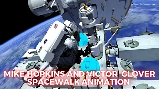 Mike Hopkins and Victor Glover Spacewalk Animation